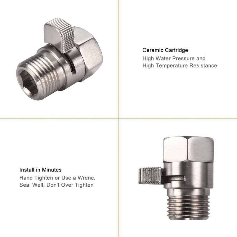 ChuangTim Brushed Nickel Water Flow Control Valve, 1/2" Shower Head