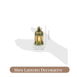 Staymoment Mini Lanterns Decorative Indoor: 10 Pcs Gold Small Hanging LED Lanterns for Centerpieces Wedding Party Table Decor Diwali Christmas Halloween Ganpati Decoration