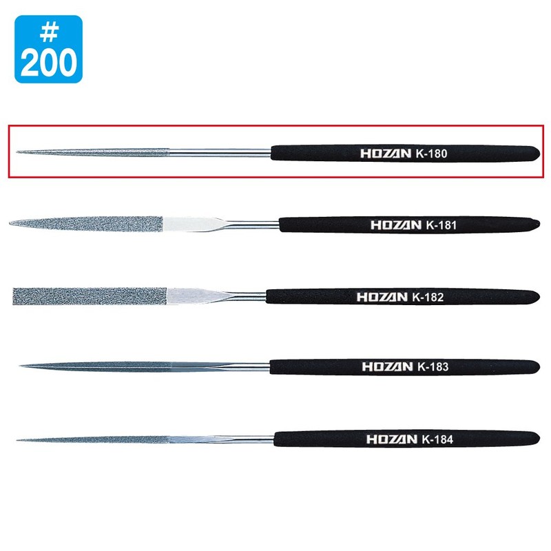 ホーザン(HOZAN) ダイヤモンドヤスリ 硬質素材や熱処理素材の精密加工に 粒度:#200 形状:丸 先端サイズ:1mmΦ K-180