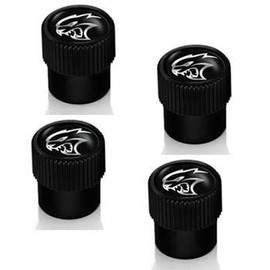 Mopar 82214911 Valve Stem Caps Black Valve Stem Caps featuring a Silver Hellcat logo. The caps come in a set of four