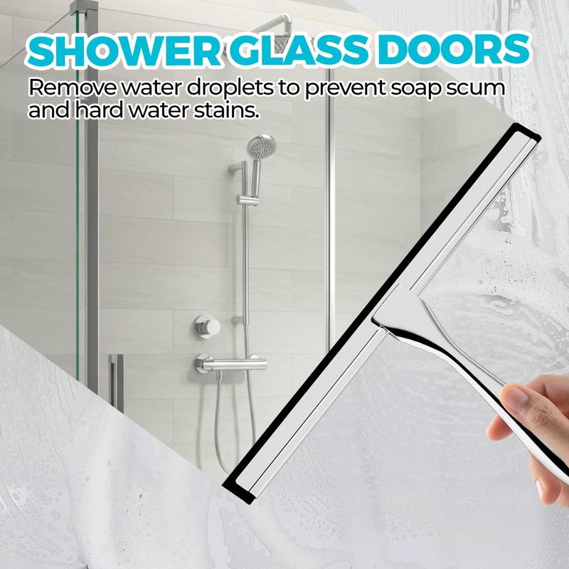 ALFLOD 12-Inch All-Purpose Shower Squeegee for Shower Doors, Tile Shower