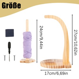 Wool Unwinder, Wool Reel, Rotating Magnetic Wool Ball Holder, Multifunctional Wool Unwinder with Mounting Accessories, Small Bear Style, Portable Wooden Yarn Holder, for Knitting Lovers (Wood Colour)