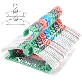 Baby Hangers for Closet Adjustable, Extendable & Stackable Kids Hangers, 11~14inch Non-Slip Plastic Kid Hangeres, Toddler Hangeres for Infant Baby Toddler Children Nursery Teen, Mix Colors, 80PCS