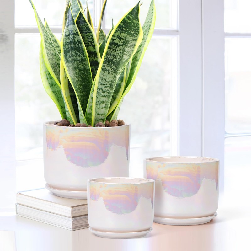 EFISPSS Plant Pots, 4+5+6 Inch Pots for Indoor Plants,Ceramic Planter
