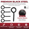 8PCS Screw Eyes, 3.2 Inch Black Eye Hooks Screw Self