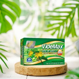Suplemento Zinc 500mg VideMax Cápsulas Sin Sabor Con Uña De Gato                                                                                      