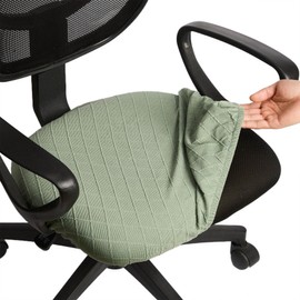 Melaluxe Stretch Jacquard Office Chair Cover, Removable Washable Desk Chair Cover Rotating Chair Seat Slipcover, Green