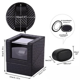 Aokeleilei Watch Winder for Automatic Watches Watch Box Automatic Winder Japanese Motor with Battery Option (Black Dot Leather)