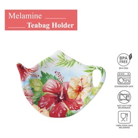 Supreme Housewares Hibiscus Tea Bag Holders, Teapot Shaped Tea Bag Coasters Spoon Rests Saucer Seasoning Dish Set, Multicolor, 4 x 3 Inch, Set of 4