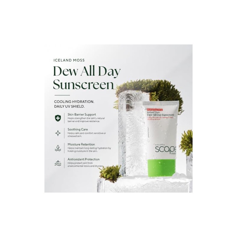 Iceland Moss Dew Protector Solar Spf Textura Coreano Ligero Aireado
