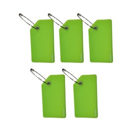 5 Pack Silicone Luggage Tag with Stainless Loop and Name Id Card, Perfect for Suitcases, Handbags and Luggage