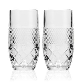 GYRUT 14oz Highball Glasses[Set of 4] Elegant Drinking Glasses for Everyday Wedding Party Modern Glassware Set for Housewarming Gifts - Gem Style