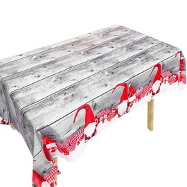 Gukasxi Christmas Table Cloth Rectangular Christmas Tablecloth Grey Xmas Table Cover Washable Polyester Christmas Dining Table Cloth for Holiday Table Decoration, 180 x 150 cm