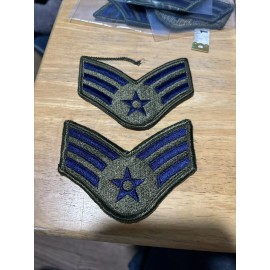 2 USAF Senior Airman 3-1/2" Shoulder Patches New Blue/Green MilitaryPatchF