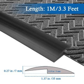 Floor Transition Strip Self Adhesive Carpet & Flooring Transitions Edging Trim Strip PVC Threshold Transitions Suitable for Threshold Height Less Than 5mm (3.3Ft, Black)