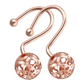 Gracelife 12Pcs Hollow Ball Shower Curtain Hooks Luxury Quality Rustproof Stainless Steel Shower Curtain Rings Hooks for Bathroom Rod (Rose Gold)