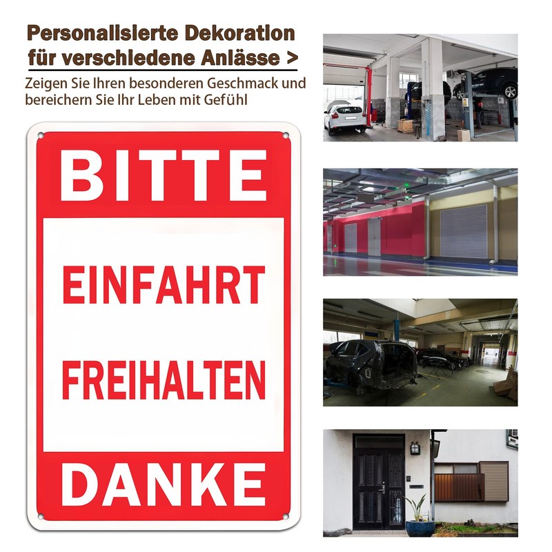 „BITTE EINFAHRT FREIHALTEN DANKE“ 8 x 12 Zoll Rostfreies Aluminium