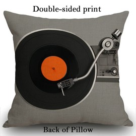 Smooffly Throw Pillow Case Retro Vintage Vinyl Record Cushion Cover 18x18 inch Linen Square Throw Pillow Cover for Living Room Sofa Couch Bed Pillowcase 45cm x 45cm