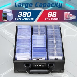 Card Storage Box for 3" x 4" 35pt Toploaders, Sports Cards Case with Lock, Trading Card Storage Box Holds 390 Top Loaders or 99 Magnetic Holders, Card Collection Box for Collectors