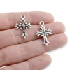 TierraCast 2 Silver Fleur-de-Lis Cross Pendants - DIY Bridal Keepsake