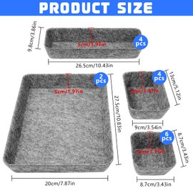 NINGYER 16 Stück Filz Organizer, Schubladen Organizer Filz, Organizer Schublade Büro Filz, Geeignet für Büro, Badezimmer, Schminktisch, Schlafzimmer (2 Farben, 4 Größen)