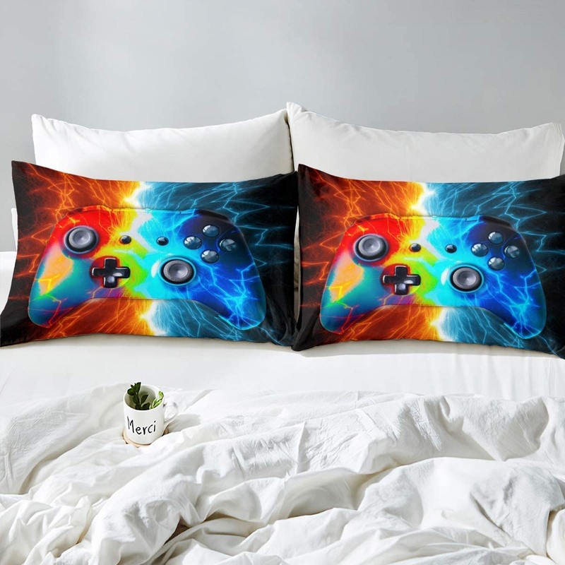 Loussiesd Boys games bed sheet set lightning gamepad fitted sheet