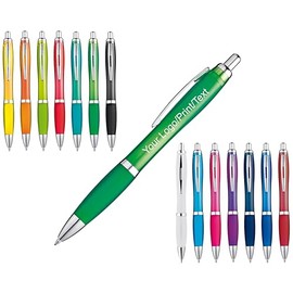 Schmalz Werbeservice Plastic Ballpoint Pen Newport Incl. Print Advertising/Logo/Print Werbedruck Ballpoint Pen Printed Digital Printing Multicoloured - Apple Green, Menge: 50 Stück