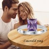 Gnteey Gemstone Rings 925 Sterling Silver 8x6 mm Emerald Cut