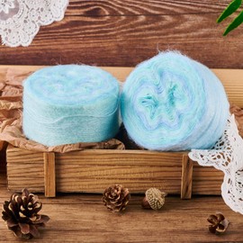 Bestewelry - 2 rollos de hilo de seda de mohair de lujo suave mohair largo de lana angora de 1 mm de lana esponjosa para tejer de ganchillo, manta, suéter, ropa, sombreros, bufanda, suministros de
