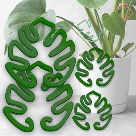 YANXIN1E 4PACKS Unique & Aesthetic Monstera Leaf Shape Grapple Plant Support, Grappler Rings, Plant Support Monstera with Ties, Keeps Plants Tame & Growing Vertical (Green)