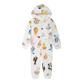 Bluey Bingo Coco Toddler Girls Fleece Zip Up Coverall Off White 3T