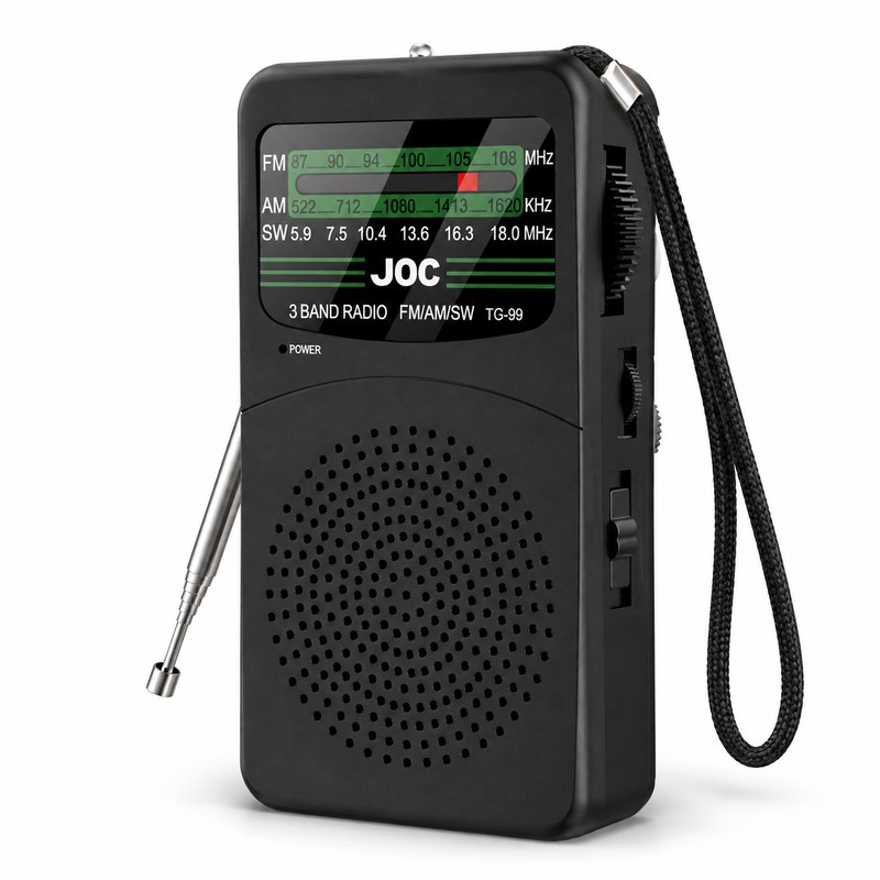 Portable AM/FM/SW Pocket Radio with LED Flashlight, 3.5mm Headphone Jack