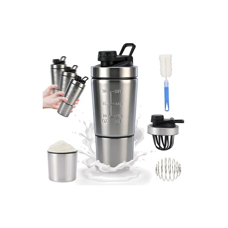Yakiter 600ML Botella para Proteina de Coctelera,Vaso Proteina Shaker de