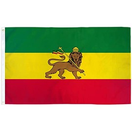 Ethiopia Flag 3x5 Ethiopian Lion Judah Rastafarian Rasta Green Yellow Red Premium Quality Fade Resistant 100D Polyester Banner