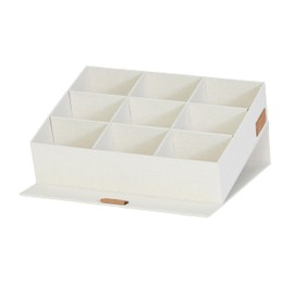LOVE IT STORE IT Premium Storage Box with Lid - 9 Compartments - Linen Fabric - Hinged Lid - Magnetic Closure - Craft Material - 32 x 25 x 8 cm