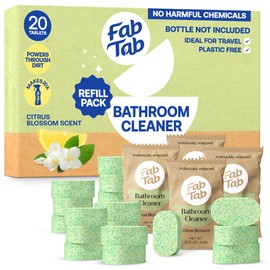 Fab Tab Bathroom Cleaner, Eco-Conscious Cleaning Tablets for Sparkling Bathrooms, Powerful Grime Remover, Citrus Scent, No Harmful Chemicals, Economical Refills - 20 Tablets (bottle not included)