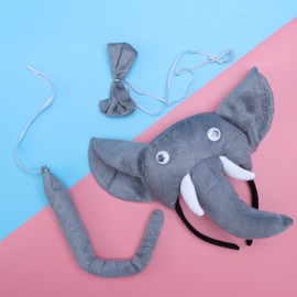 PRETYZOOM Children's Animal Costume Set Elephant Head Headband with Ears Animal Bow Tie for Carnival Coaplay Party Costumes 3 Pieces (Grey)
