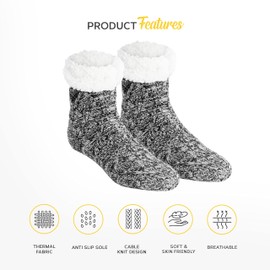Polar Damen-Haussocken – weich mit Fleece gefütterte Socken mit Sohlengriffen – Geschenkverpackung – kuscheliges Geschenk für sie – isolierte warme flauschige Bettsocken mit Sherpa-Futter – dicke