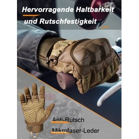 WTACTFUL Men's Motorcycle Gloves, Breathable Motorcycle Gloves, Men's Touchscreen with Protectors for Tactical Bicycle Gloves, Airsoft, Paintball, Brown, L