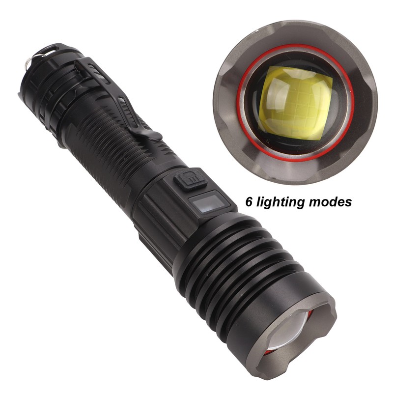 LED Flashlight USB Charging IPX4 Waterproof Aluminium Alloy Intelligent Digital