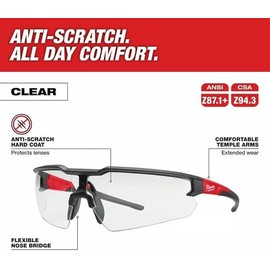 For Milwaukee 48-73-2010 Tool Tinted & Clear Anti-Scratch Adjustable Safety Glasses