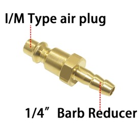 Qolekog Industrial Type D Air Plug 1/4”Coupling x 1/4” Hose ID Barb Reducer Fitting for air compressor (Pack of 2)
