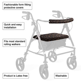 Rollator Walker Seat and Backrest Rollbar Covers Set Adjustable Patterns Walker Cover Accessories for Walker Rollator