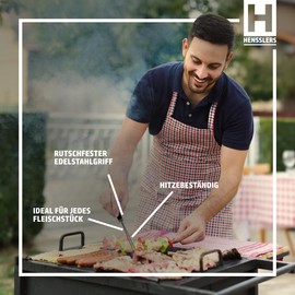 HENSSLERS® Meat Fork Stainless Steel [With Black Titanium Coating] – Grill Fork – Roasting Fork for Turning, Serving and Serving – Carving Fork – Meat Fork Large Made of Robust Stainless Steel