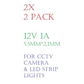 Multibao DC 12V 1A Power Supply Adaptor 12W Transformer UK PLUG for CCTV Camera, LED STRIP and Home Appliances, DC Jack 5.5 * 2.1mm (2pcs)