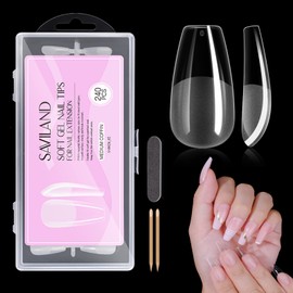 Saviland Nail Tips, Clear, 550 pcs, Ultra Thin Back End, Clear, 10 Sizes, Convenient to Use, Natural Fit, Matte, Nail Length (04)