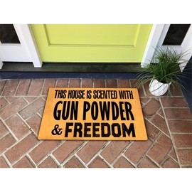 Funny Welcome Doormat Entry Area Decor Front Door Welcome Mat with Rubber Back 18"(W) x 30"(L)This House is Scented with Gun Powder and Freedom Monogram Mats No Slip Kitchen Rugs and Mats Indoor Mats
