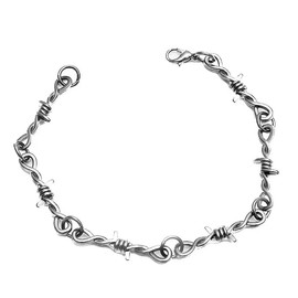 Gothic Punk Barbed Wire Thorns Chunky Brambles Couple Friendship Hip Hop Rock Cool Adjustable Bracelet men and women jewelry （Silver）