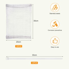 eROOSY Pack of 10 20 x 30 cm Root Protection Mesh Bag for Fruit, Vole Basket for Fruit Trees, Stainless Steel Root Protection, Plant Root Protection, Stainless Steel Root Protection for Plants