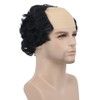 Karlery Short Curly Fits Old Man Bald Cap Black Wig